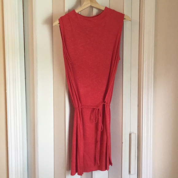 Anthropologie Tops - Anthropologie Coral/red shirt/tunic with tie Sz L